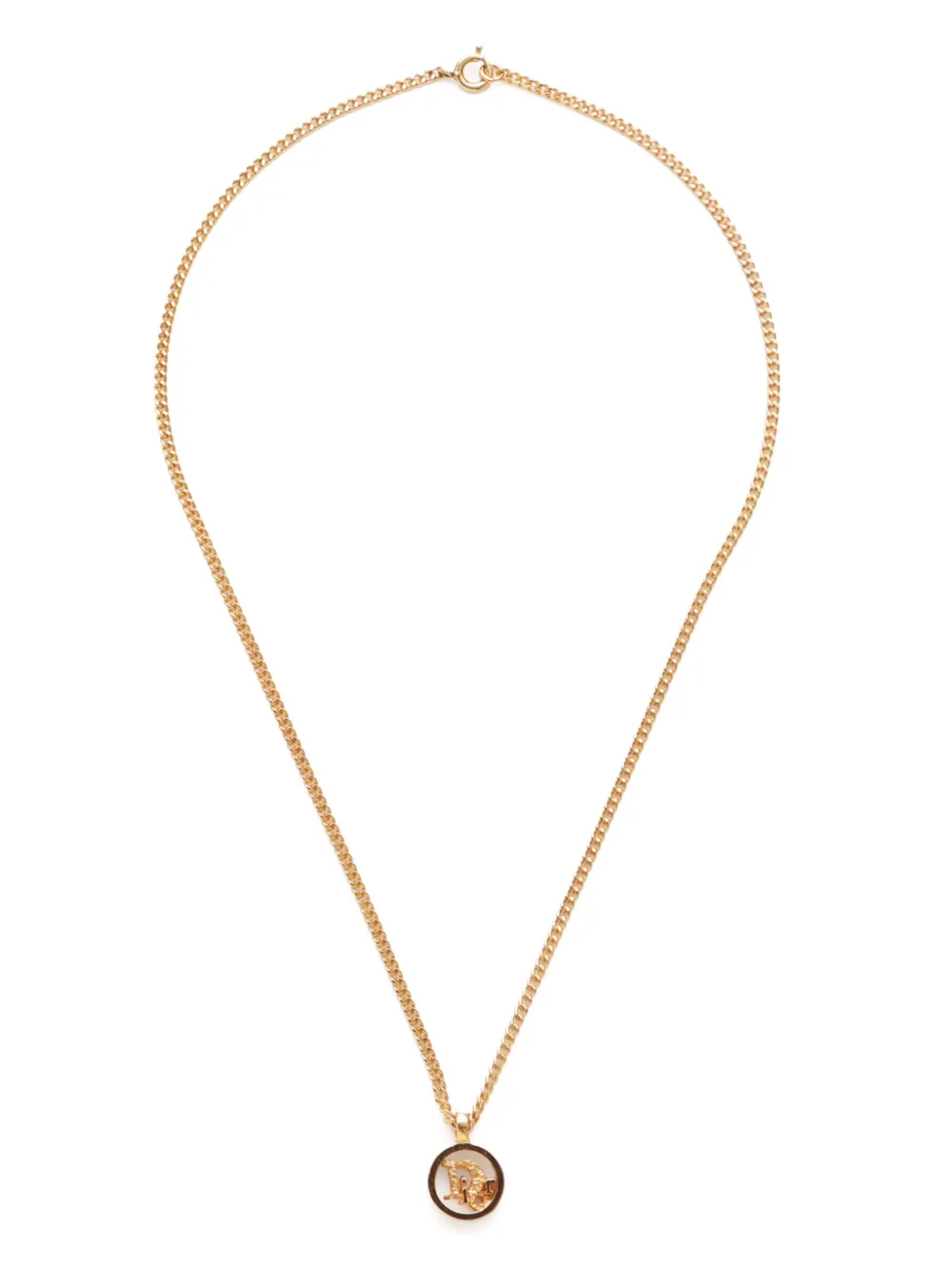 Pre-owned Dior 2000s Logo-pendant Necklace In Gold