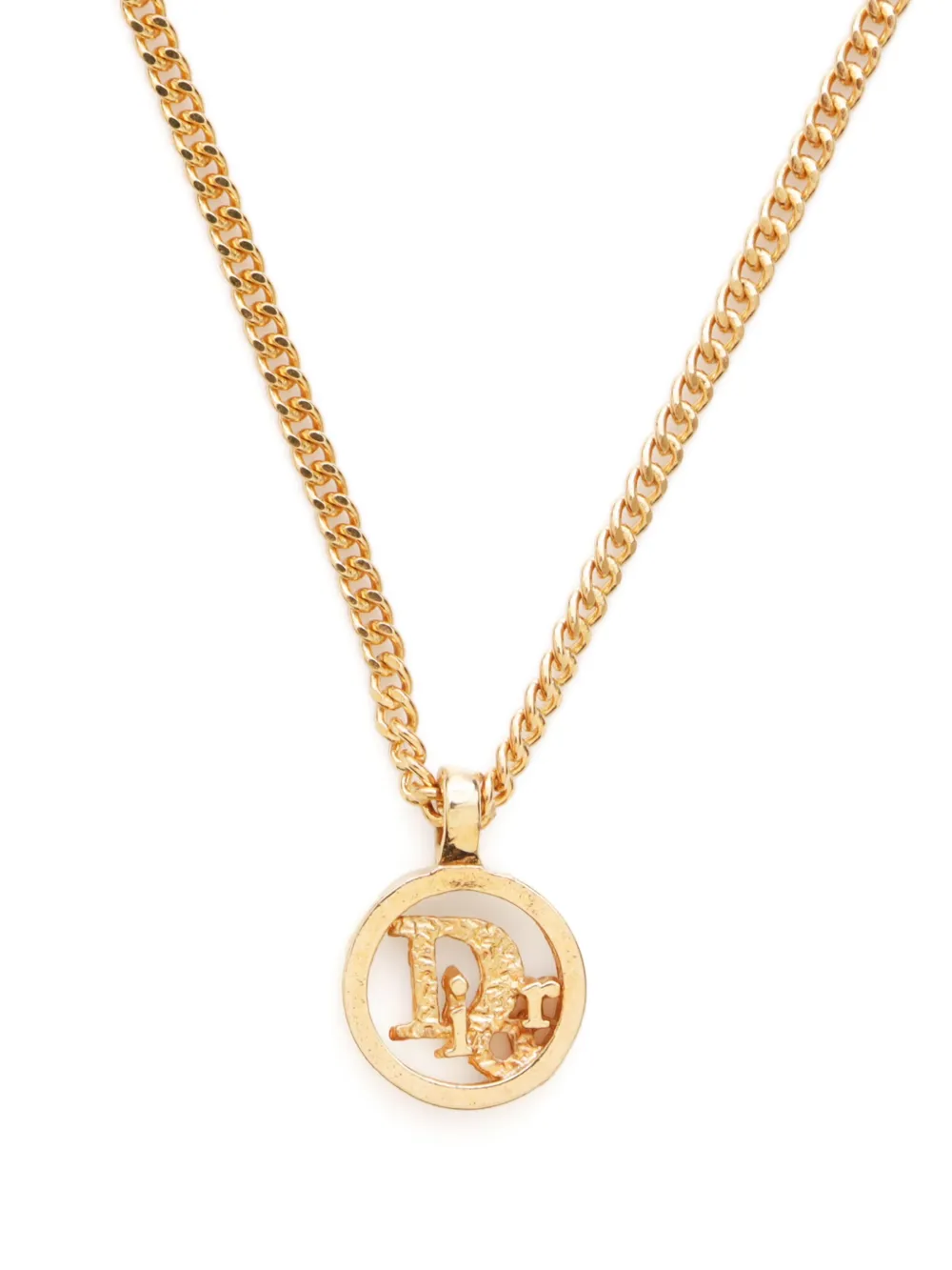 Pre-owned Dior 2000s Logo-pendant Necklace In Gold