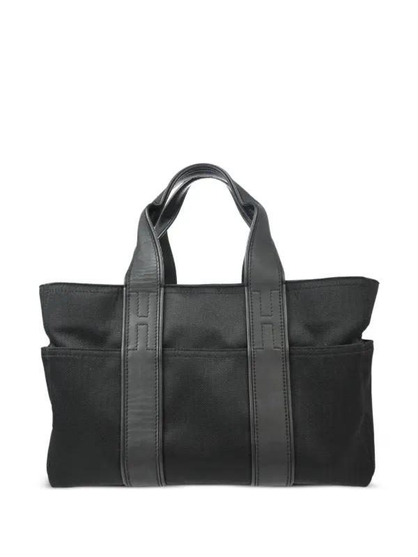 Sac Hermès Acapulco En Cuir Et Toile - Noir, Vintage, Très Bon état