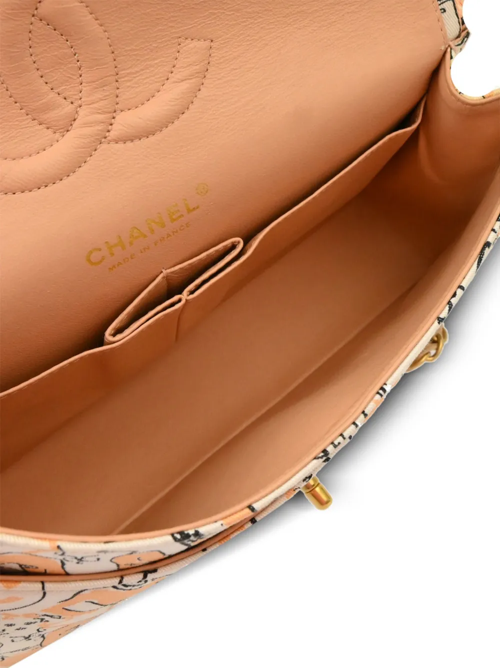 CHANEL Pre-owned 2003 Medium Double Flap Shoulder Bag In 橘色