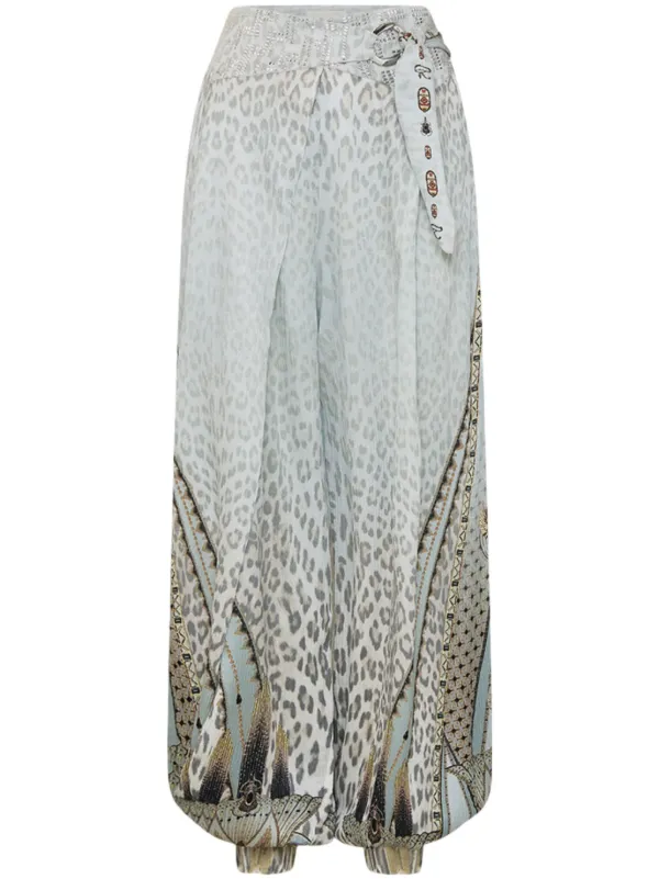 Camilla Asymmetrical Belted Trousers in Grey