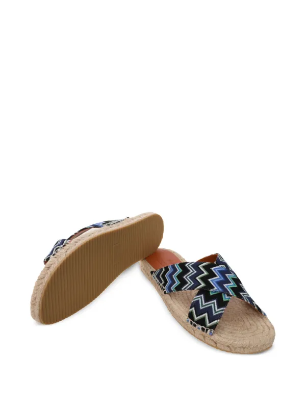 Missoni Navy Blue Chevron Slip-On Slippers Slippers with double crossed strap and chevron pattern main image 4