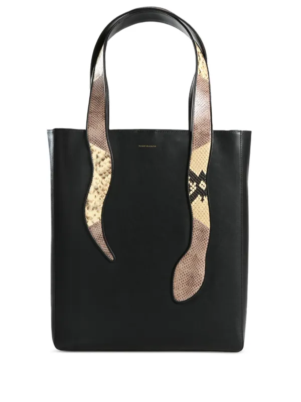 Leather Tote Black Snakeskin Tote Tory Burch Large Snake Tote Bag