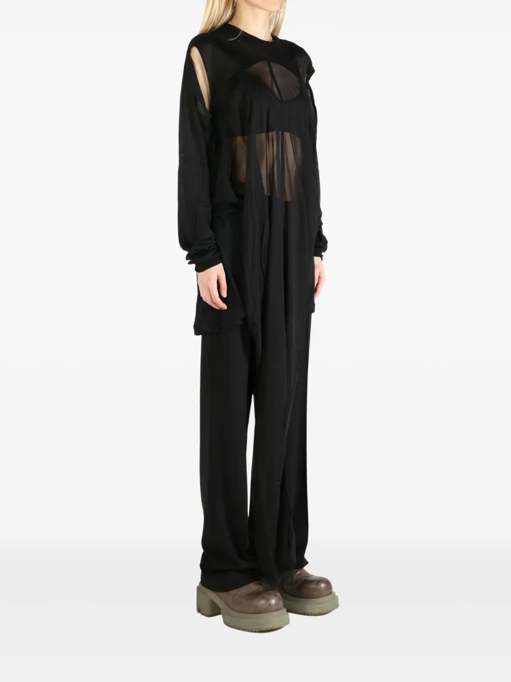 Rick Owens Drain cut-out blouse Zwart