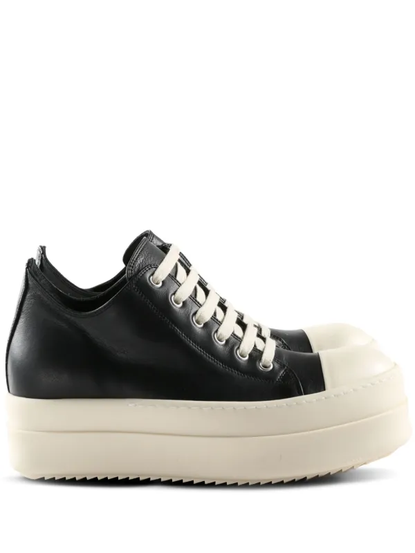 【正規店出品】RICK OWENS WOMEN LEATHER LOW-CUT SNEAKERS RICK OWENS WOMEN LEATHER LOW-CUT SNEAKERS BLACK SS25