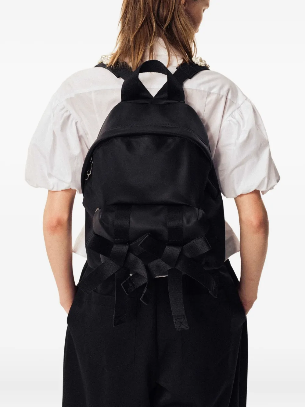 Simone Rocha cropped puff sleeve shirt Wit