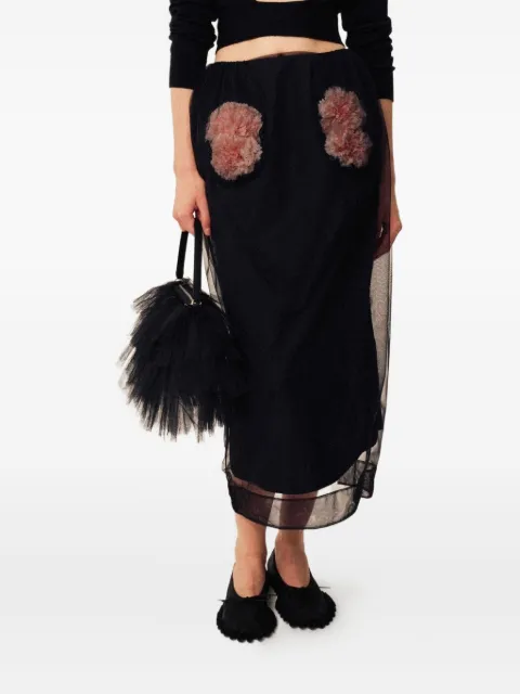 Simone Rocha tulle-panelled flower-embellished maxi skirt