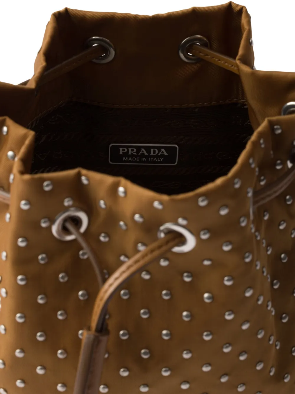 Prada Mini-tas verfraaid met studs Bruin