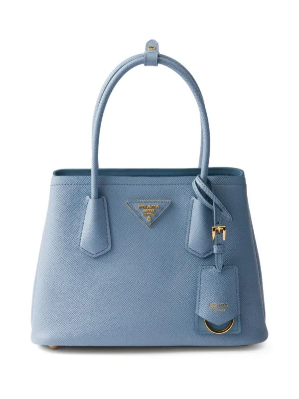 Prada Petit Sac à Main Double Saffiano Bleu FARFETCH FR