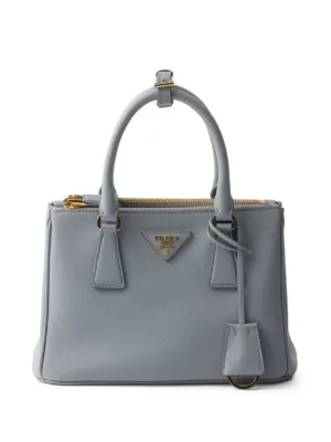Prada Double Small Saffiano Leather Tote Bag | Grey | FARFETCH