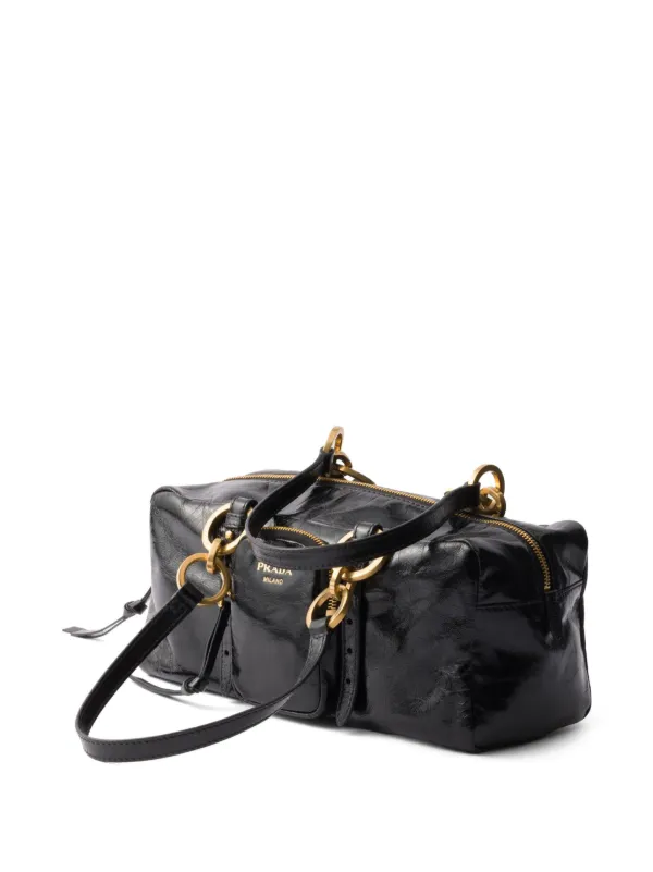 【VIP&関税込】PRADA カーフレザー サッカハンドバッグ Prada レザー ハンドバッグ | ブラック | FARFETCH JP