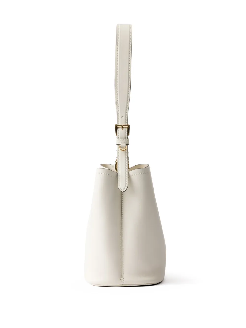 Prada Bucket Leather Shoulder Bag In White