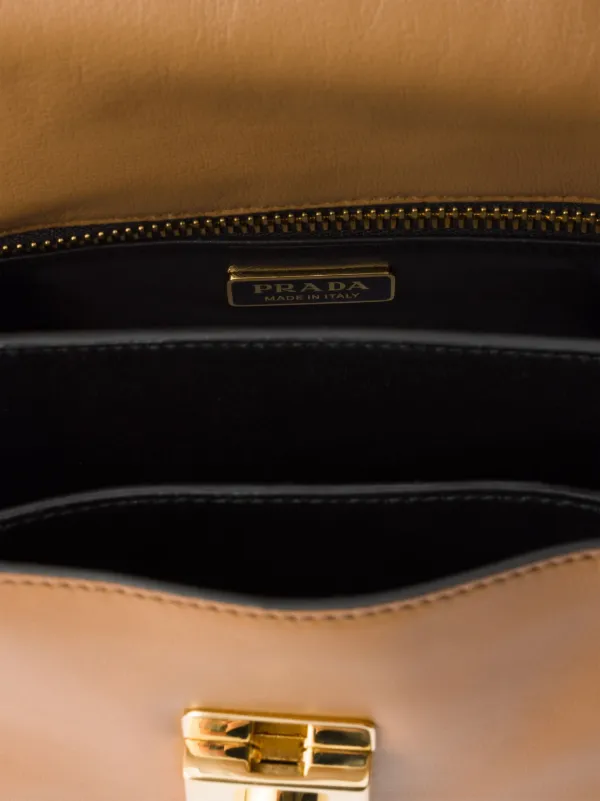Prada Small Prada Soft Sound Leather Shoulder Bag | Brown