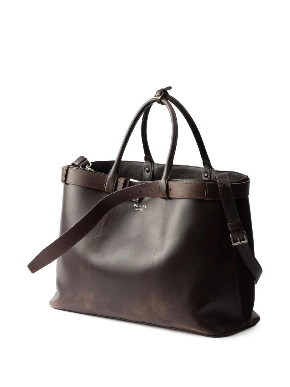 Prada Grote Buckle shopper Bruin