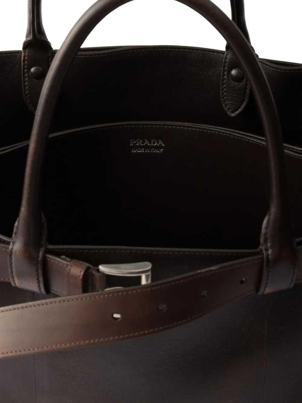 Prada Grote Buckle shopper Bruin