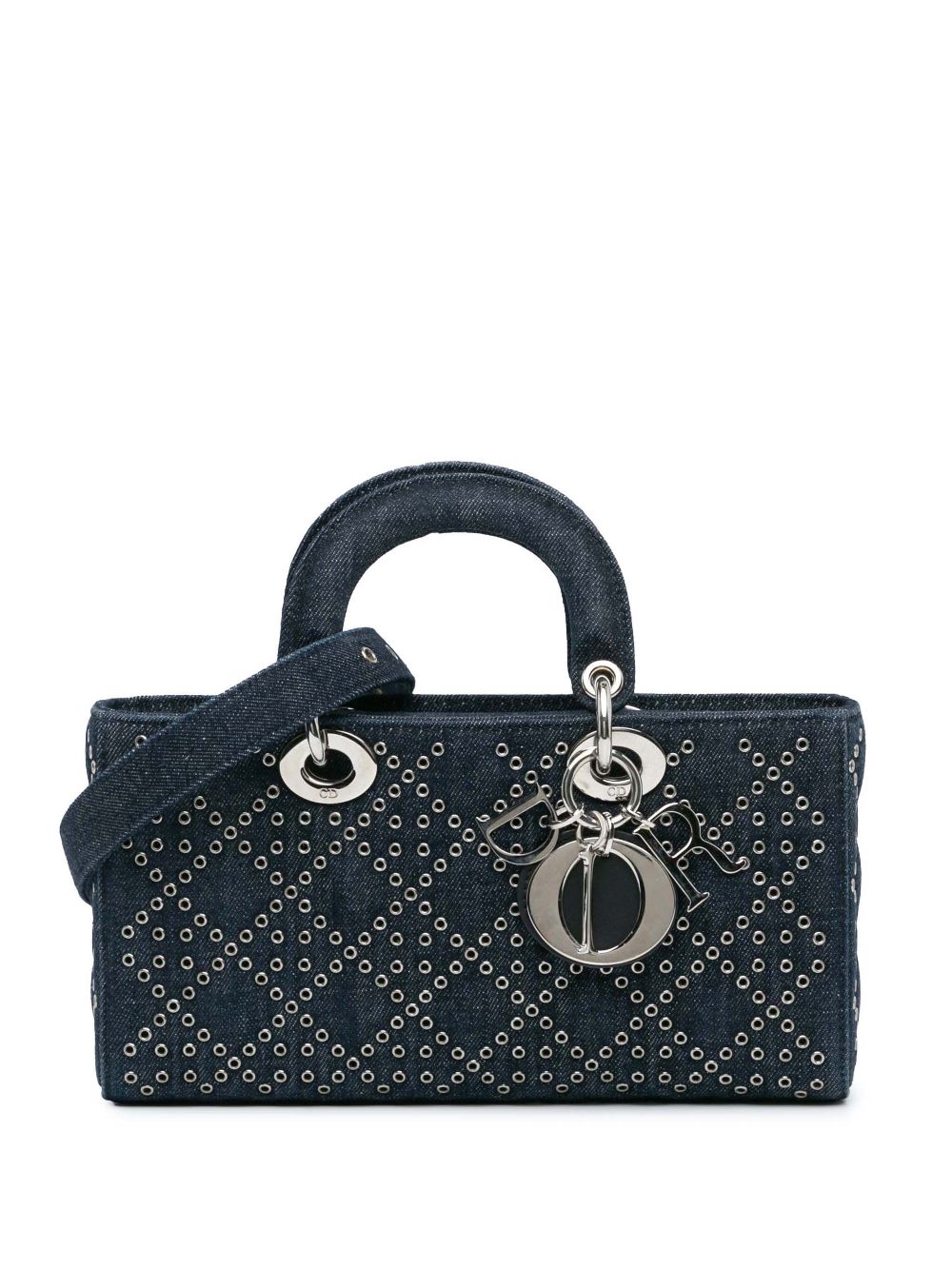 2022 Medium Denim Cannage Eyelet Lady D Joy satchel