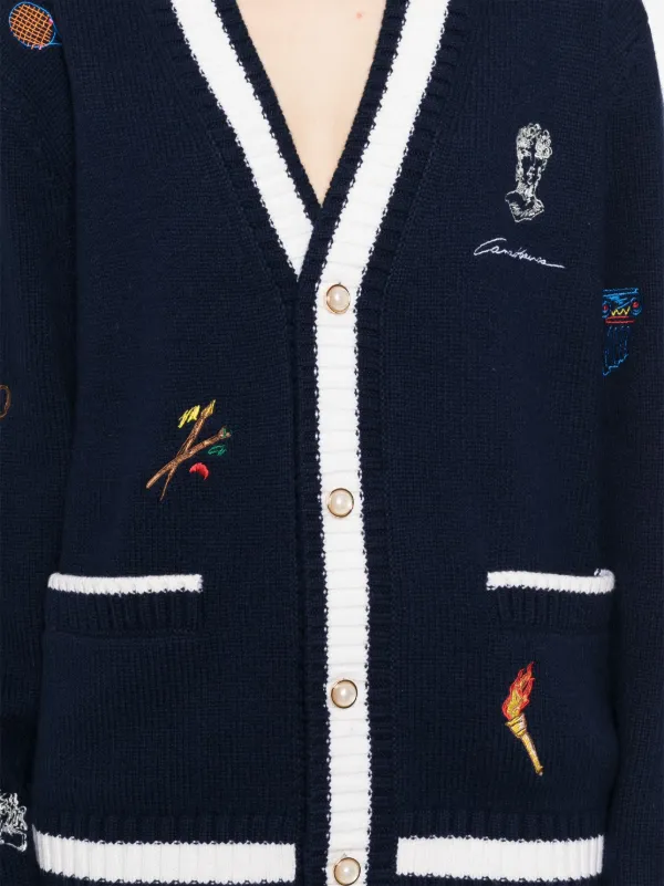 Casablanca ネイビー カシミヤ 刺繍 カーディガン