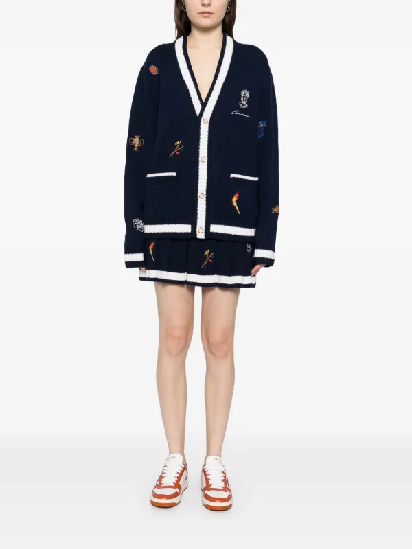 Casablanca エンブロイダリー カーディガン | ブルー | FARFETCH JP