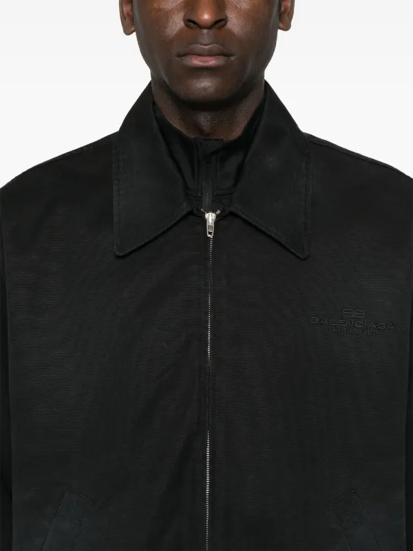 Balenciaga logo-embroidered Jacket | Black | FARFETCH