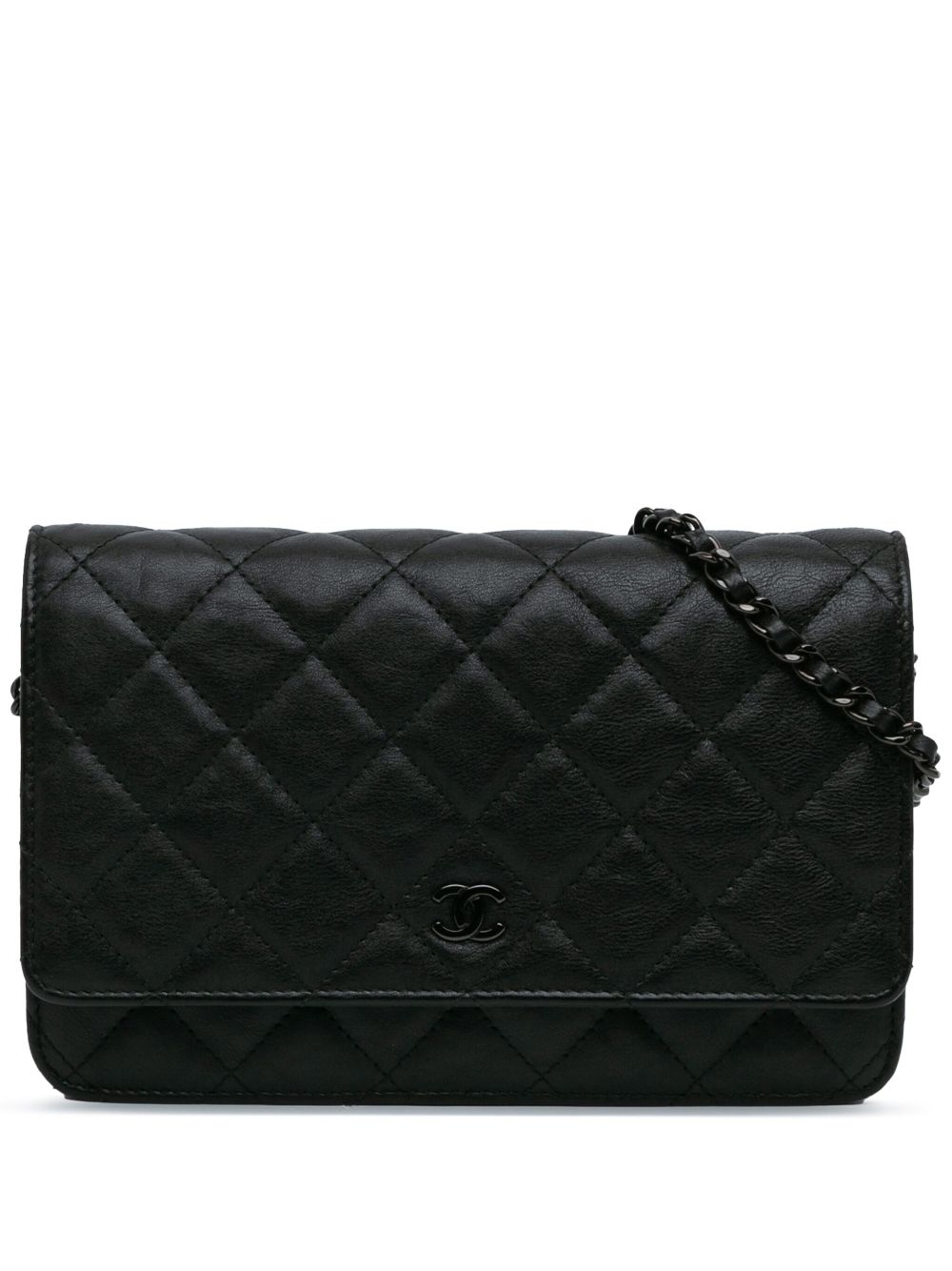 CHANEL Pre-Owned 2017-2018 Quilted Crumpled Calfskin So Black Wallet On Chain crossbody bag