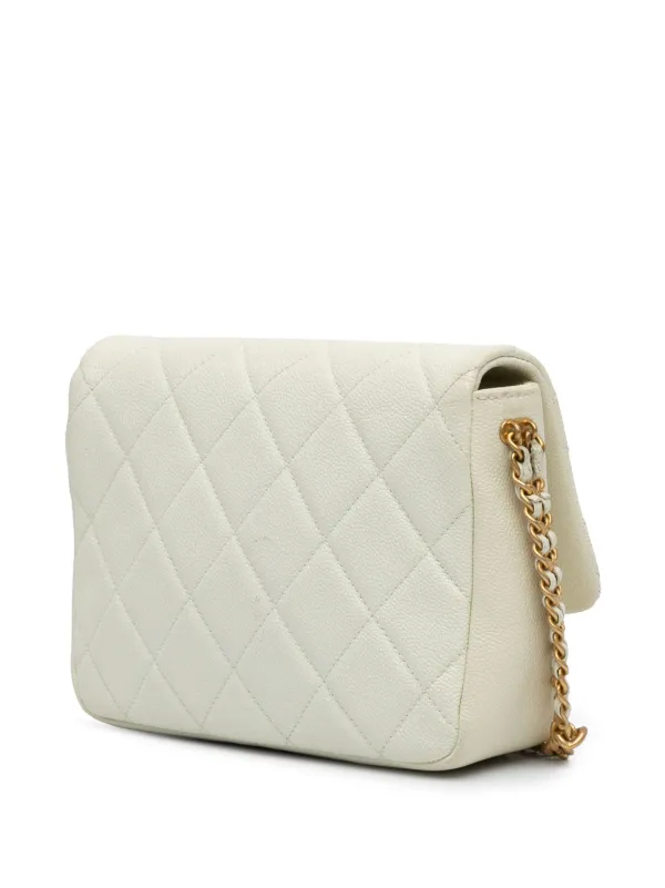 CHANEL Pre-Owned 2021-2023 Small Quilted Caviar Chain Melody Flap