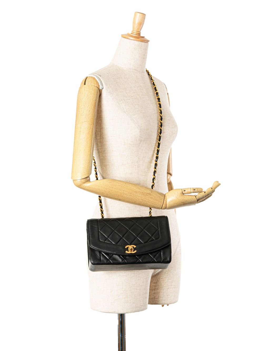 CHANEL Pre-Owned 1994-1996 Small Lambskin Diana Flap crossbody bag - Zwart