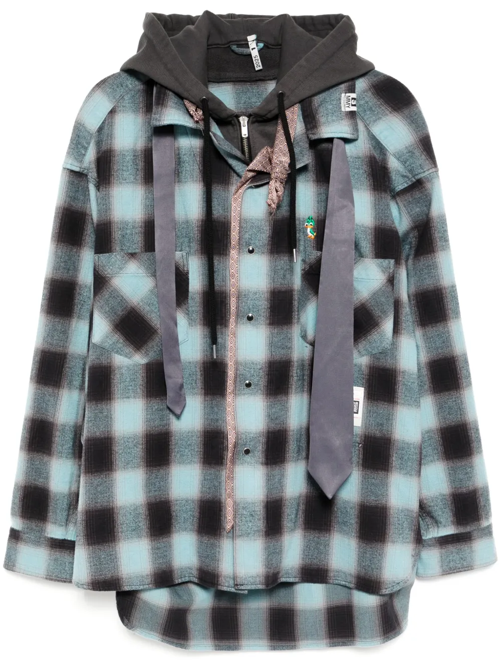 double layered check shirt