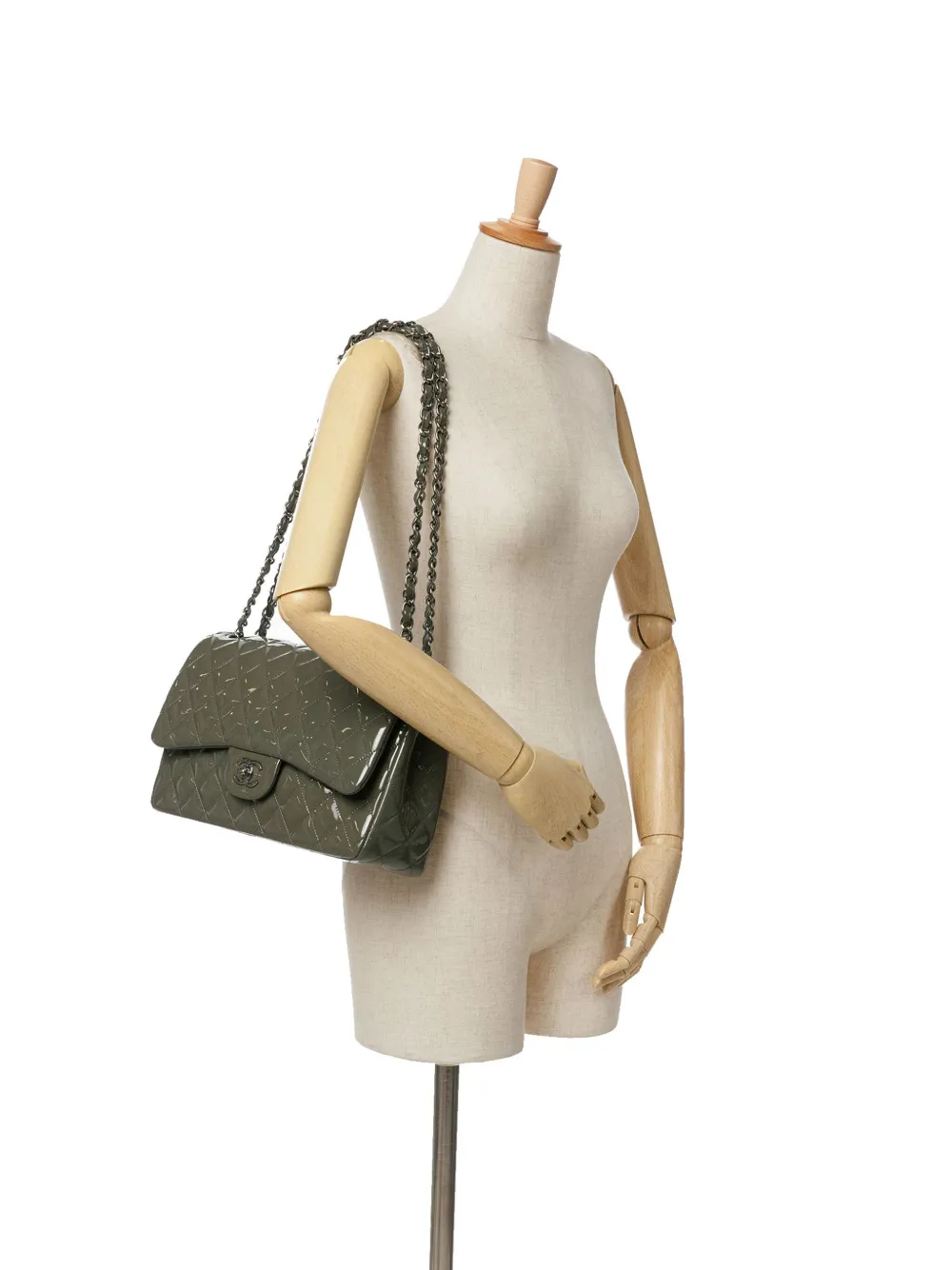 CHANEL Pre-Owned 2014 Jumbo Classic Patent Double Flap shoulder bag - Groen