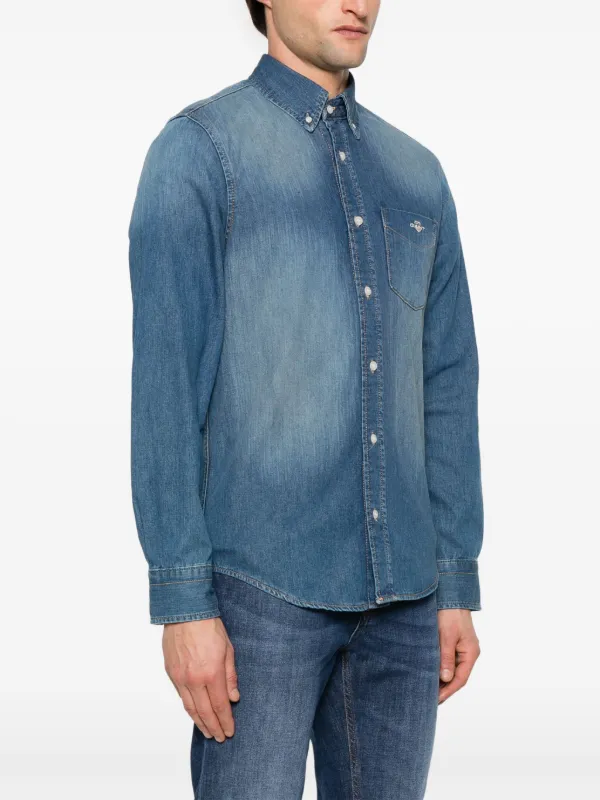 Chemise cintrée en twill bleu marine à motifs - Cotton Park
