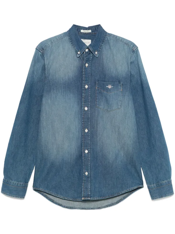 Chemise En Jean GANT Bleu – Twill Coupe Régulière – Taille L – Homme