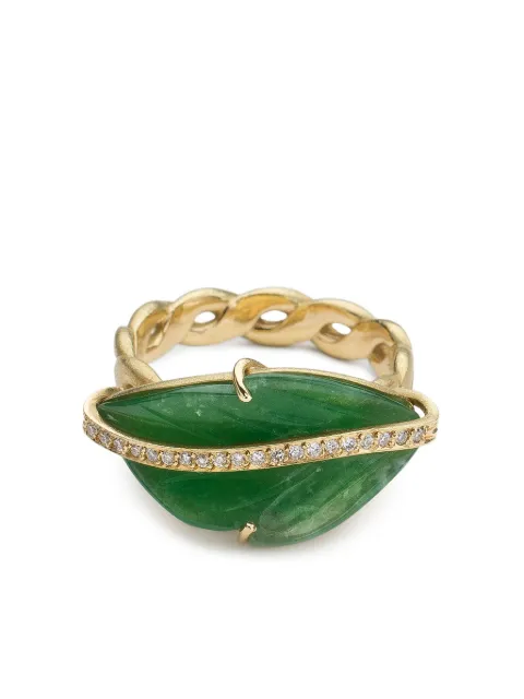 Brooke Gregson 18kt yellow gold Leaf jade and diamond ring
