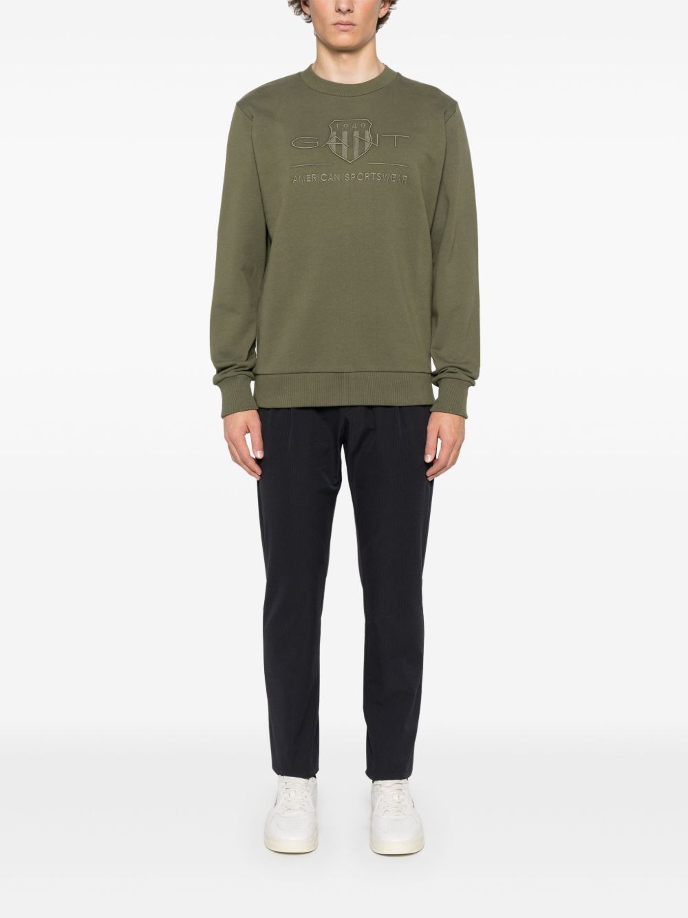 Gant Sweater met geborduurd logo - Groen