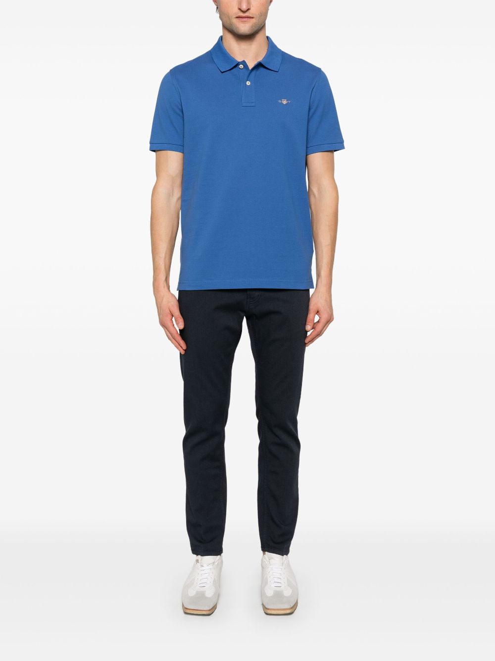 Gant shield-motif short-sleeve polo shirt - Blue