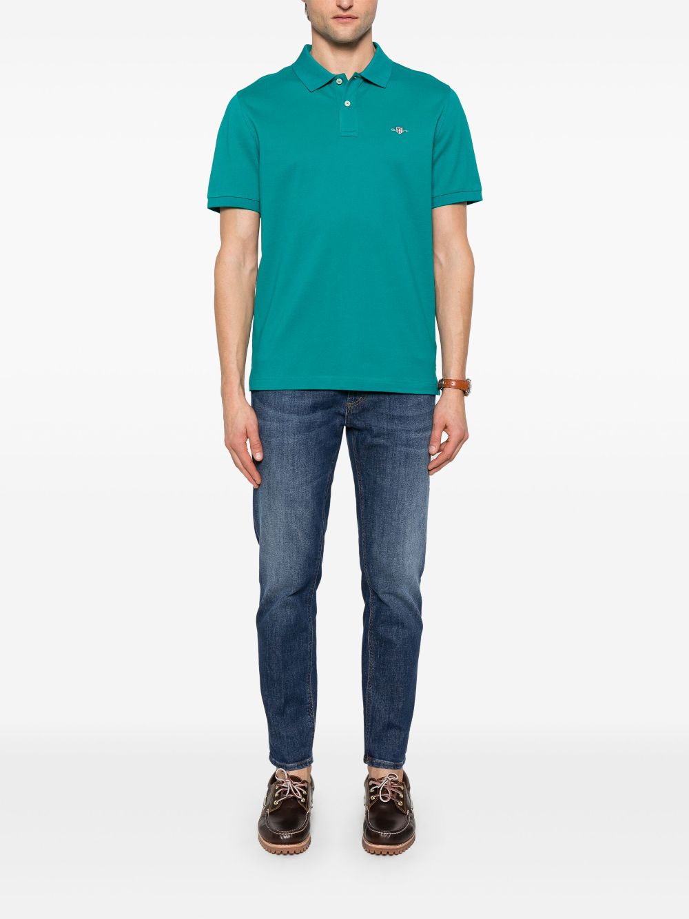 Gant shield-motif short-sleeve polo shirt - Blue