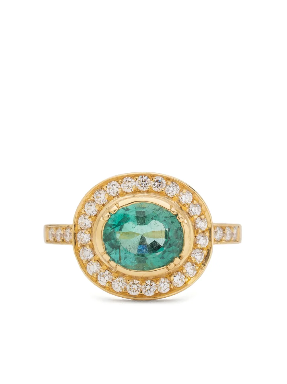 18kt yellow gold Galaxy emerald and diamond ring