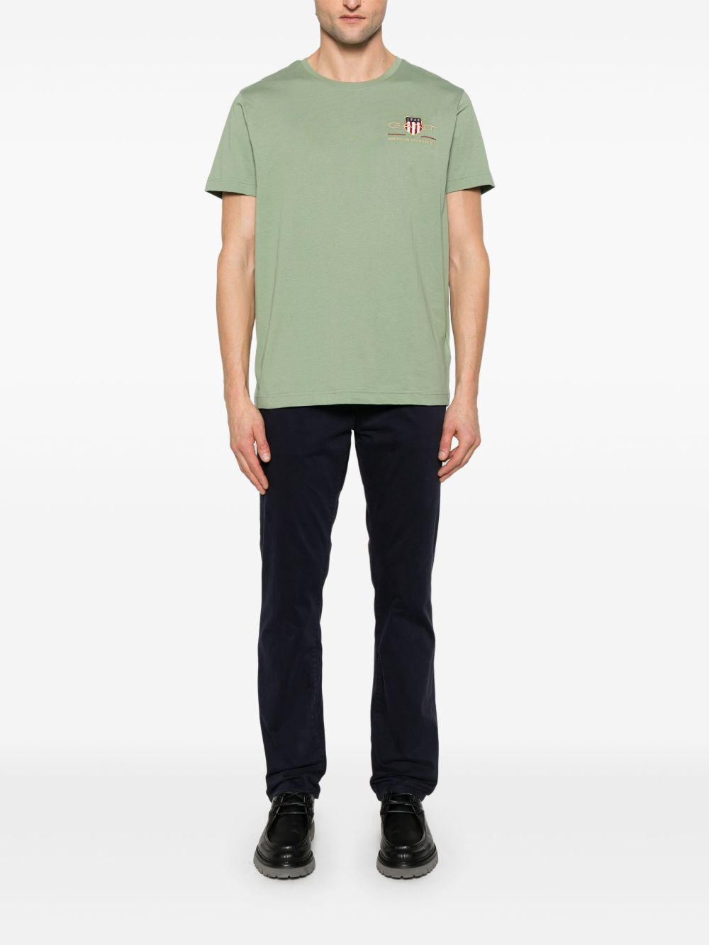 Gant T-shirt met geborduurd schild en korte mouwen - Groen