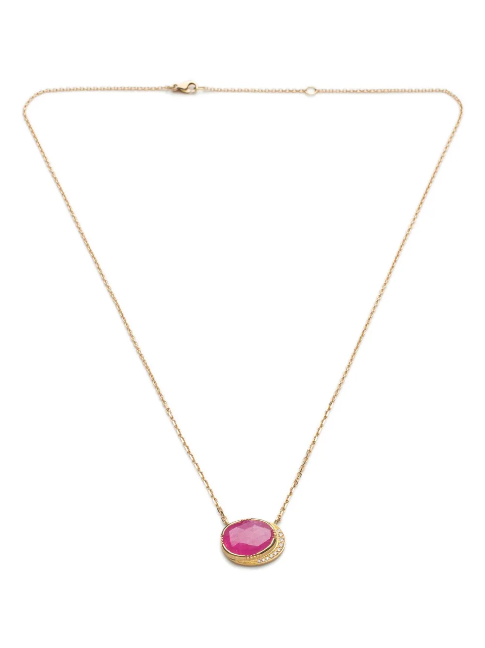 18kt yellow gold Ellipse ruby and diamond necklace