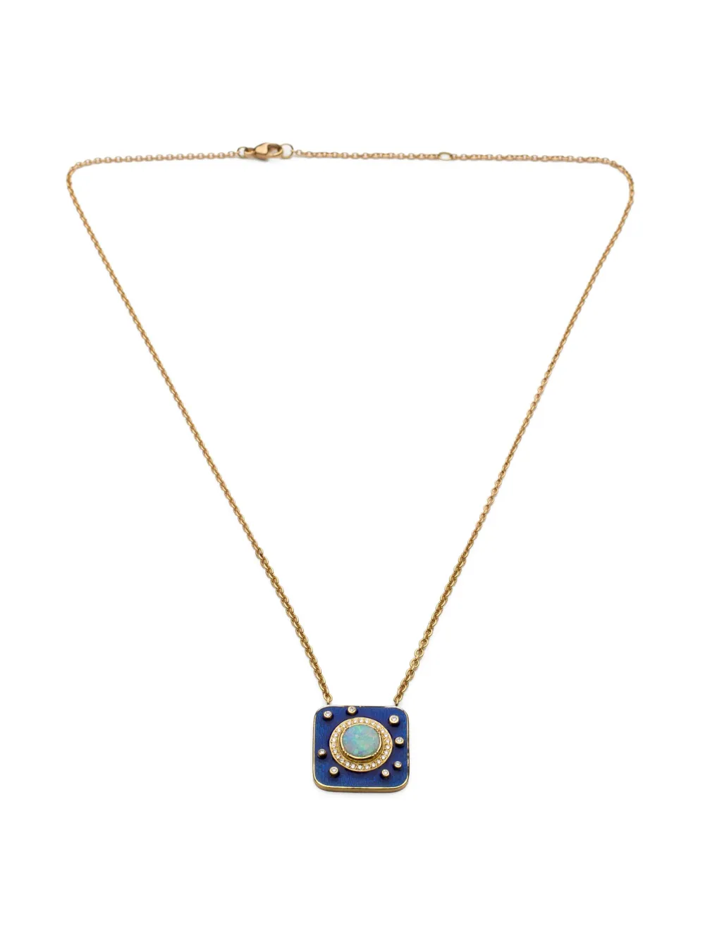 18kt yellow gold Starry Sky opal and diamond necklace