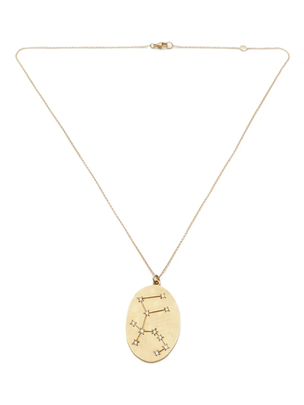 14kt yellow gold Aquarius medallion diamond necklace