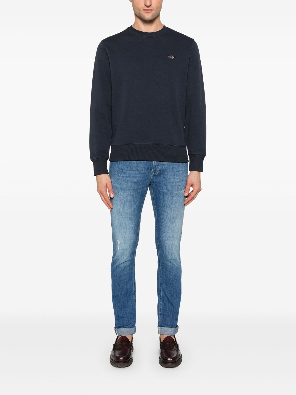 Gant Sweater met ronde hals en schildpatroon - Blauw