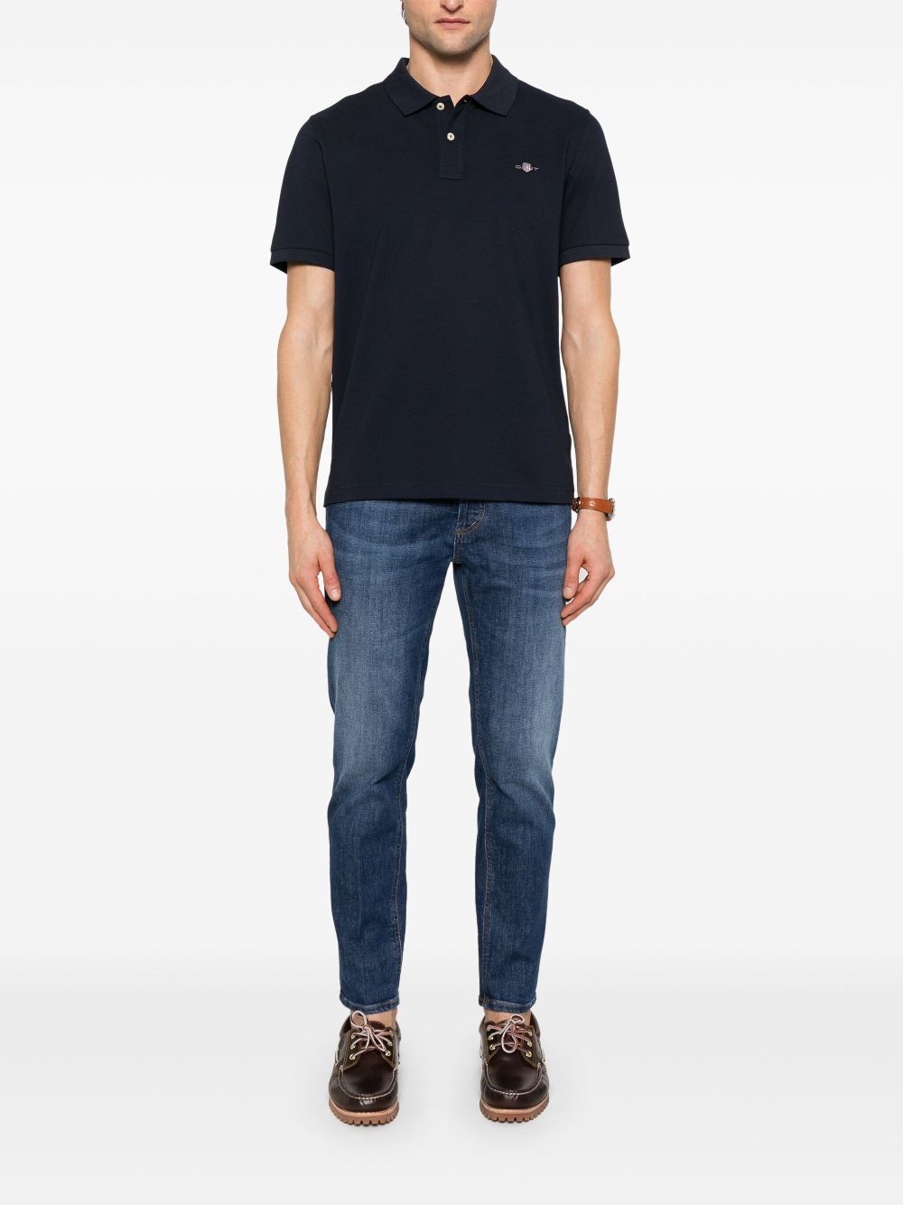 Gant shield-motif short-sleeve polo shirt - Blue