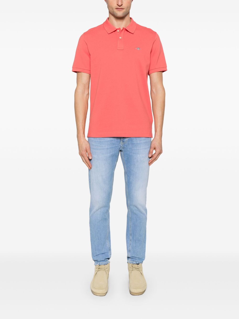 Gant shield-motif short-sleeve polo shirt - Pink