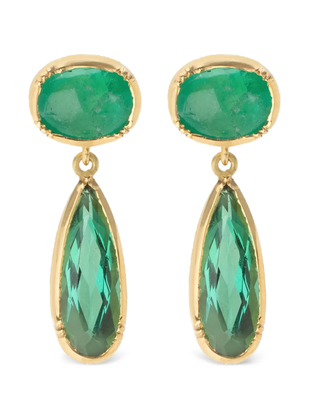 18kt yellow gold Orbit emerald earrings