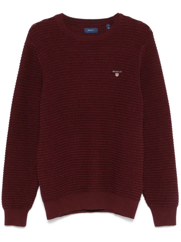 Gant Textured Cotton Sweater Red FARFETCH PH