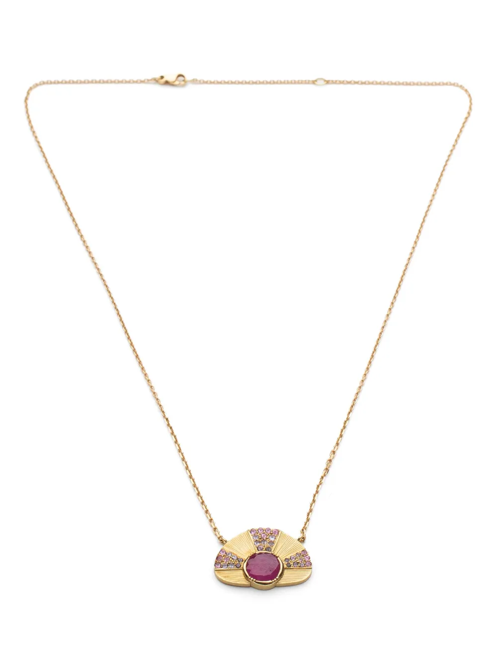 18kt yellow gold Sun Ray ruby necklace