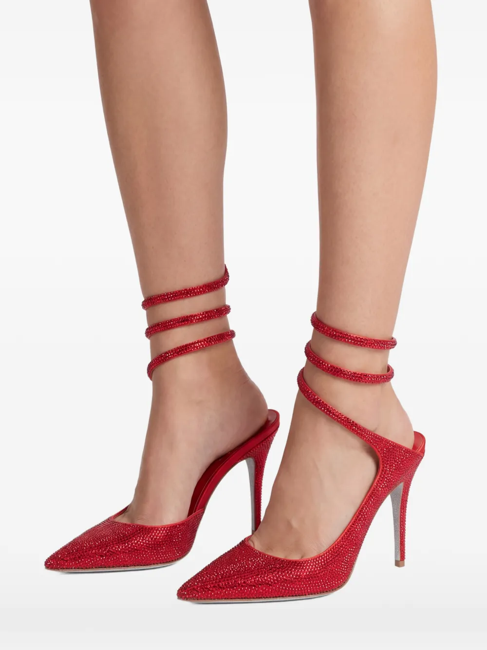 René Caovilla 100 mm Cleo pumps Rood
