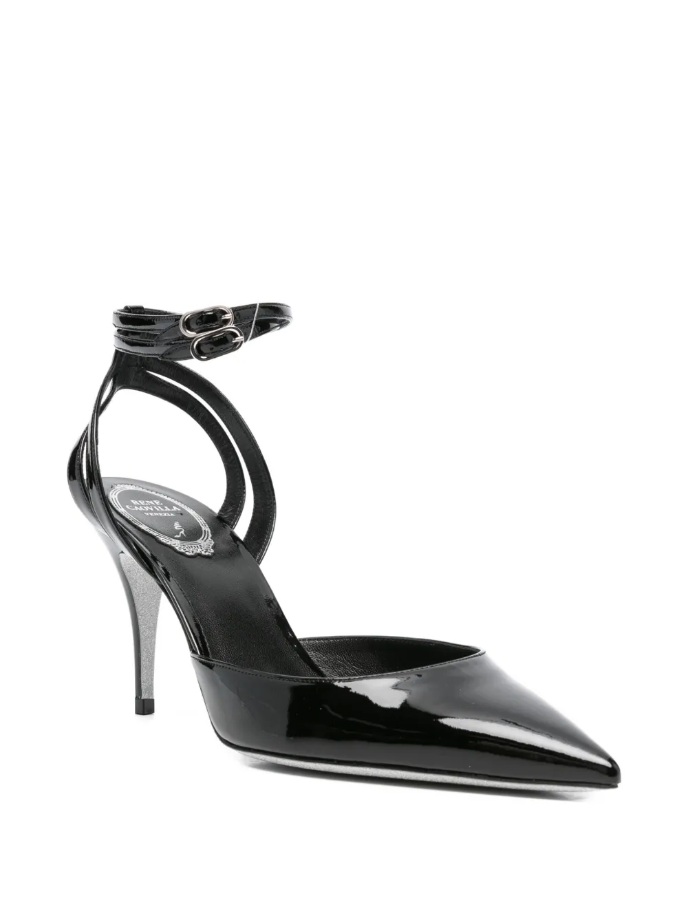 René Caovilla 80mm leather heeled pumps Black
