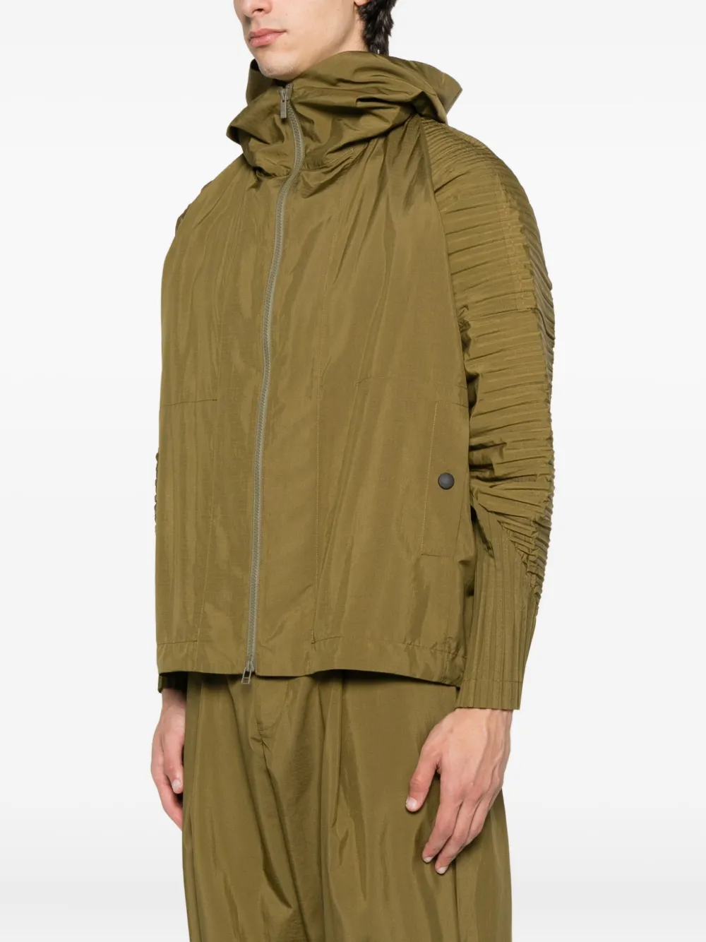 Homme Plissé Issey Miyake Bomberjack met rits Groen