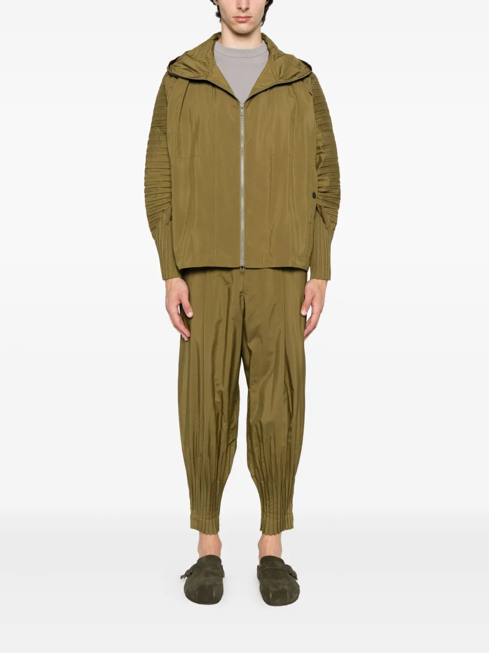 Homme Plissé Issey Miyake Broek met wijde pijpen Groen