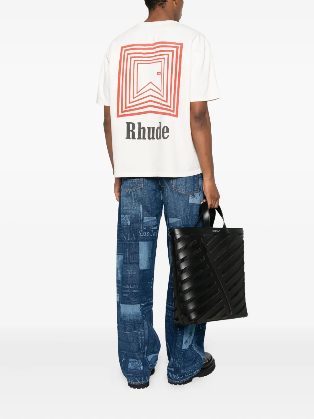 RHUDE logo-print T-shirt Wit